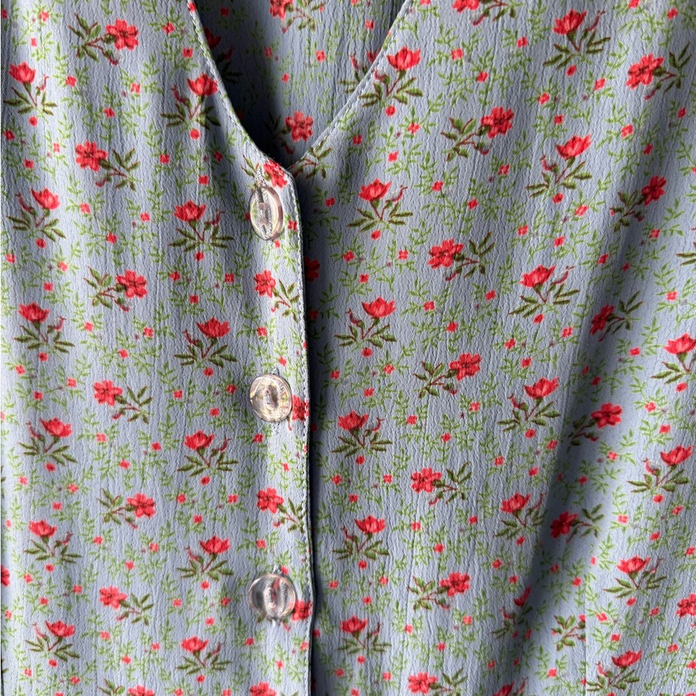April Cornell Light Blue Floral Button-Front Maxi Dress - Picture 3 of 5